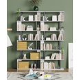 thumbnail image 2 of YKITRD 5-6 Tier Geometric Bookcase,S Shaped Bookshelf, Wood Decorative Storage Shelving, Modern Freestanding Display Shelves, Tall Book Shelf Unit for Living Room Bedroom, White, 2 of 8