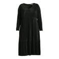 thumbnail image 5 of Terra & Sky Women's Plus Size Long Sleeve Plisse Midi Dress, 5 of 5