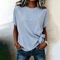 thumbnail image 4 of Annhoo Striped Blouses for Women Crew Neck Side Tie Knot Short Sleeve Top Loose Lightweight Comfy Beach Shirts, 4 of 6