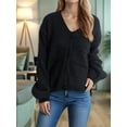 thumbnail image 5 of Women'S Fall Fashion Button Down Cardigan Sweater Loose Casual Cable Knit Sweater Coat Black L, 5 of 7
