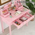 thumbnail image 6 of LAZZO 36" Writing Desk with Detachable Hutch & Drawers, Home Office Study Desk, Pink, 6 of 9