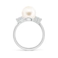 thumbnail image 2 of Angara Freshwater Cultured Pearl Bypass Ring with Diamond Trio in 14K White Gold for Women | June Birthstone Jewelry for Her, 2 of 8