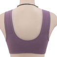 thumbnail image 6 of Gymayou Front Button Wireless Bra for Middle Aged Mom Vest Style Easy Front Snap No Underwire Comfort Bra for Elderly Women Daily Sleep Home Underwear Purple 48, 6 of 7