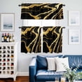 thumbnail image 2 of Black Gold Marble Kitchen Curtains Sets for Windows 24 Inch Length, Modern Geometric Textured Rod Pocket Window Treatments Tier Curtains and Valances Set for Bedroom/Bathroom, 2 of 8