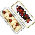 thumbnail image 4 of VeZee Disposable Aristocrat Collection Narrow Serving Plastic Trays White & Gold 13.75x6 Perfect for All Elegant Parties & Occasions: Pack of 16, 4 of 4