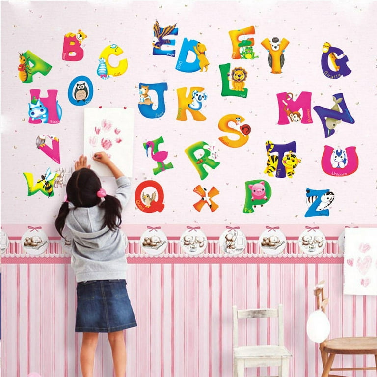 Alphabet Wall Decals - Colorful ABC Wall Stickers for Kindergarten, Classroom & Baby Nursery