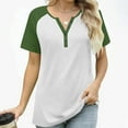 thumbnail image 6 of HongQid Womens V Neck Basic Tops Color Block Tunic T Shirts Summer Short Sleeve Casual Henley Cotton Tees Shirts, 6 of 8