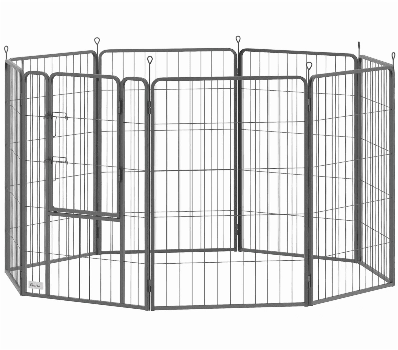 39 Inch Exercise Pen, 8 Panel Metal Pet Fence for Medium and Large Dogs, Black