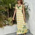 thumbnail image 6 of Lemons And Leaves on A Yellow And White Background Sleeveless Dress Dresses Women Summer Evening Dresses Ladies Bohemia Long Dresses, 6 of 9
