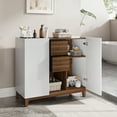 thumbnail image 6 of Vividwood Bathroom Storage Cabinets with Drawers and Doors, Kitchen Storage Cabinet with Adjustable Shelf, Floor Sideboard Buffet Cabinet for Living Room, Kitchen, Hallway, Dining Room, White Walnut, 6 of 8
