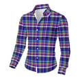 thumbnail image 4 of LIaqionyy Shirts for Men Button down Collared Dress Shirt Christmas Long Sleeve Plaid Business Work Casual Tops, 4 of 7