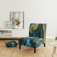 thumbnail image 2 of Designart "Golden Rivers in Agate Ripple IX" Blue Agate Upholstered Accent Chair - Modern Arm Chair For Bedroom, 2 of 7