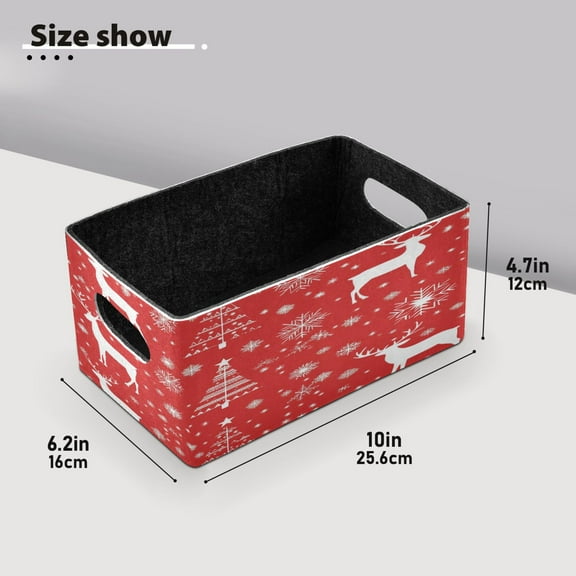 BZSMCE Shelf Baskets Elegan Christmas Print Pattern Storage Cube Bins 10.1*6.3*4.7in Set of 2