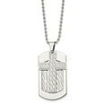 thumbnail image 6 of Stainless Steel Ball Beaded Necklace with Pendants Chain Chisel Polished and Textured 2 Piece Cross Dog Tag on a 24 inch 25.05 mm, 6 of 6