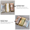 thumbnail image 4 of Bandeja de baño de metal dorado, bandeja para toallas, bandeja de acero inoxidable, organizador de tocador, plato, joyería, servilleta, rectangular, 4 of 5