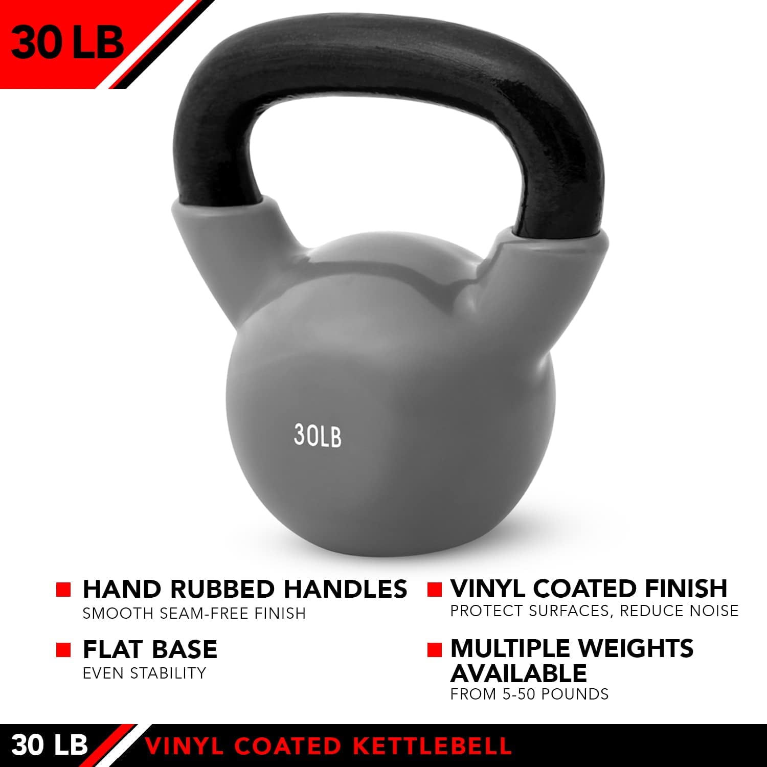 JFIT Kettlebell Weights Vinyl Coated Iron, 30 LB