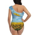 thumbnail image 5 of Haiem Blooming Sunflower Field Women's One Piece Swimsuits Tummy Control One Shoulder Bathing Suits Ruffle Swimwear-Small, 5 of 8