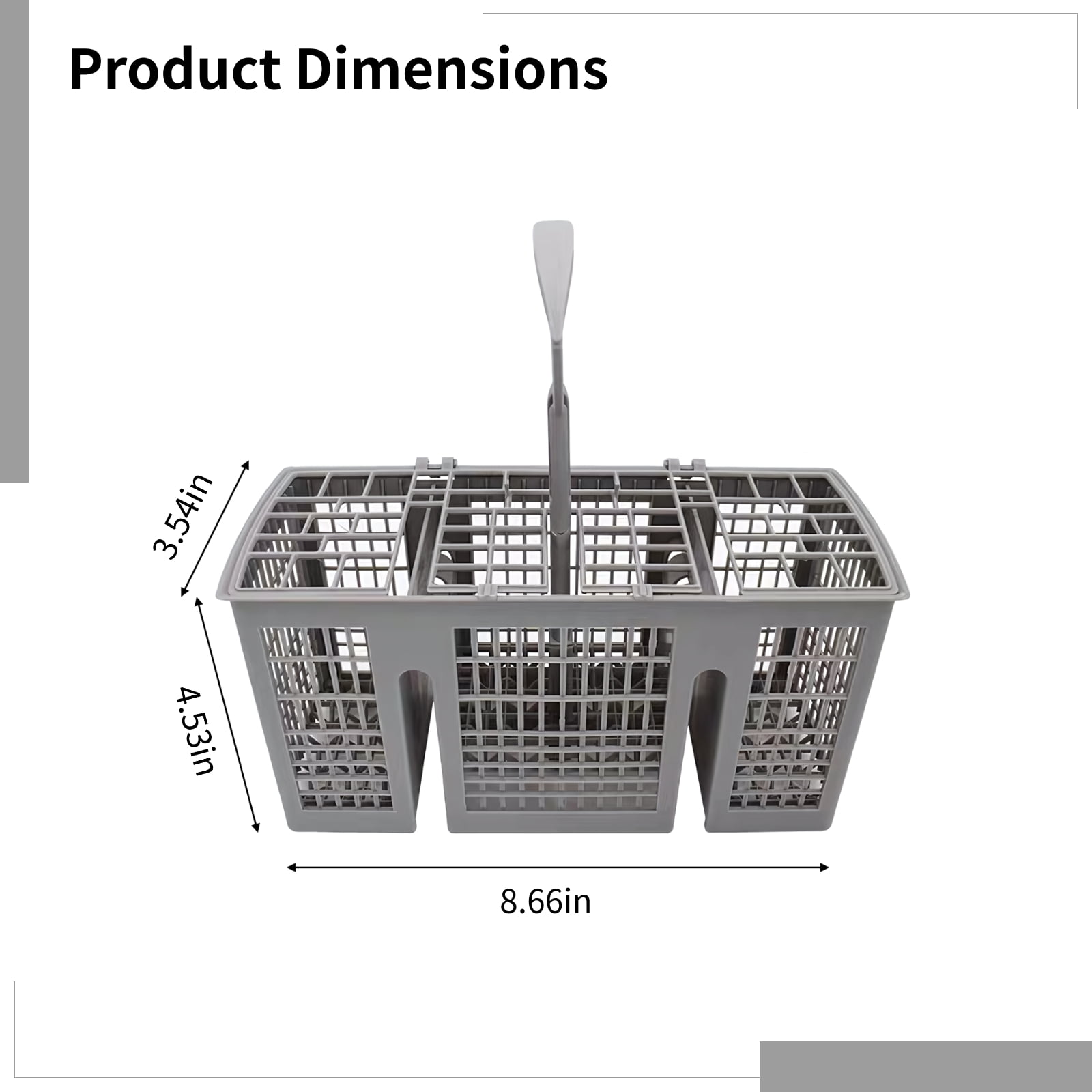 2 Pcs Dishwasher Knife and Fork Basket Replacement, 2 Pack Utensil Basket Compatible with Siemens Bosch, 3 Compartments with Handle, PP Plastic