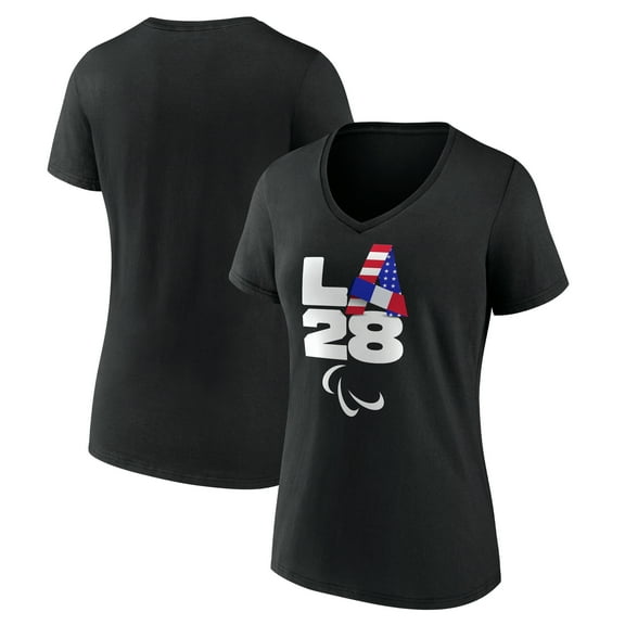 Women's Black LA 2028 Summer Paralympics Handover V-Neck T-Shirt
