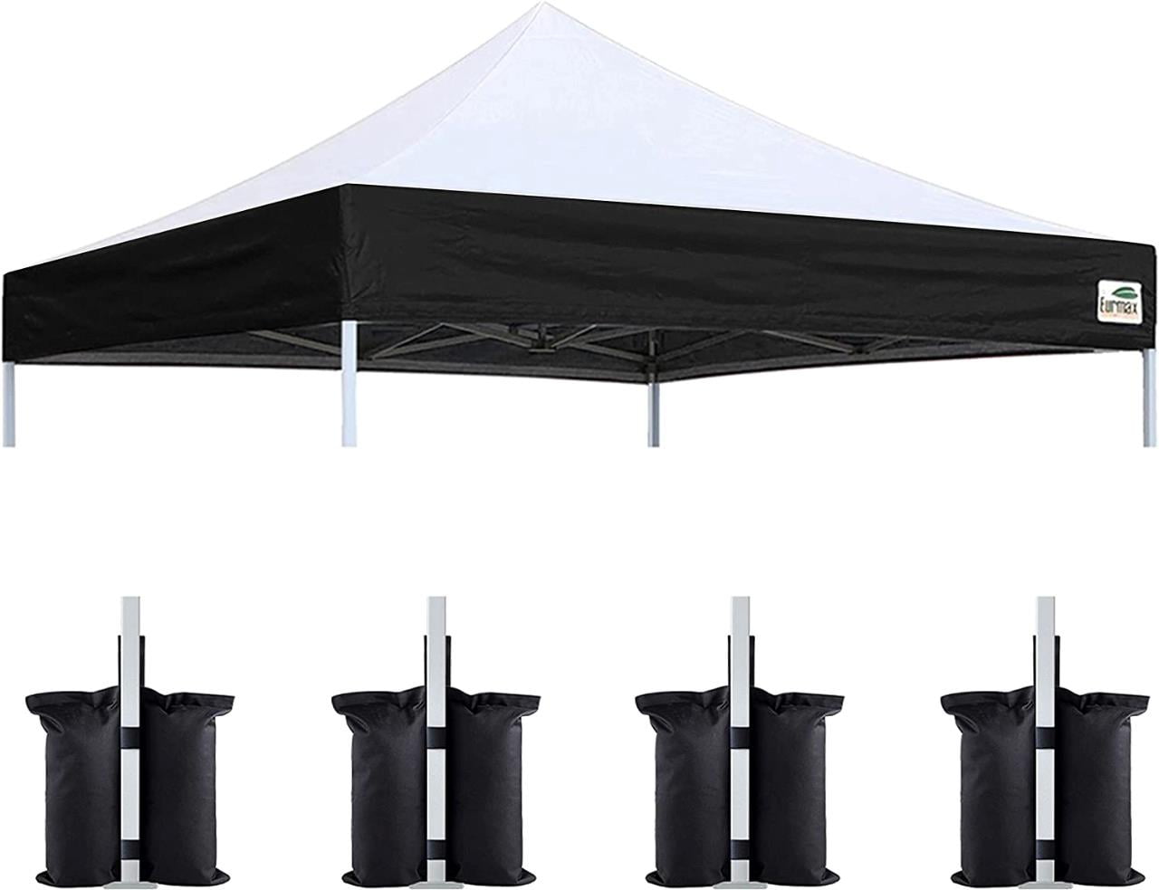 Eurmax 10x10 Pop Up Canopy Tent Top Cover Bonus 4PC Pack Canopy Weight