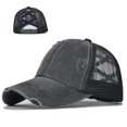 thumbnail image 1 of Sombrero cruzado de moda, gorra de béisbol para mujer, cola de caballo desgastada, moño desordenado, sombrero de pony, negro, 1 of 4