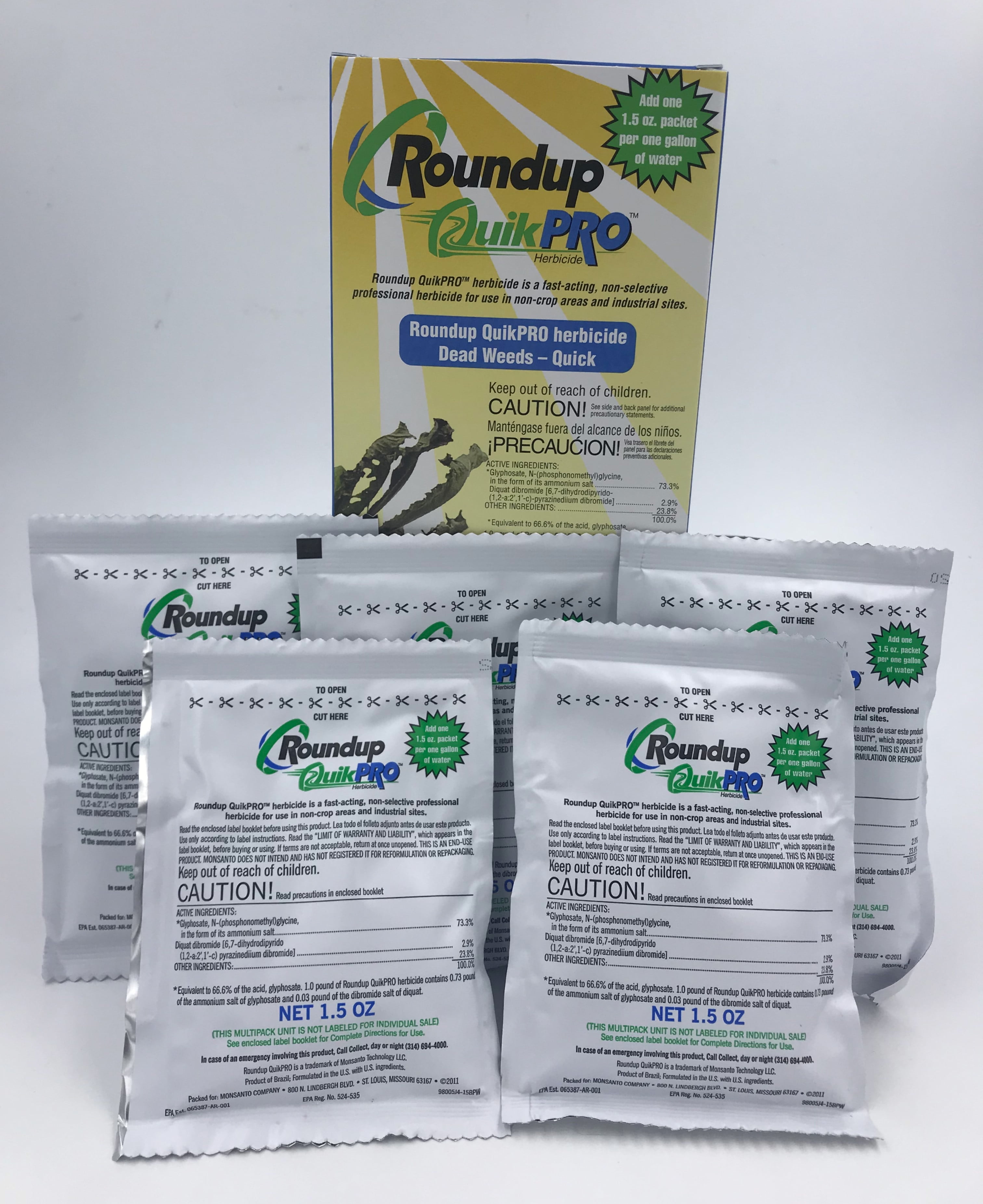 Packets makes 5 Gallons WEED KILLER! 5 Roundup QuikPro Herbicide 73.3% QuickPro 