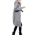 thumbnail image 6 of Plus Size Solid Color Casual Thicken Hooded Women Zip Up Long Sweater Coat, 6 of 7