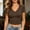 #2Brown, variant on Short Sleeve V Neck Crop Top for Women Soft Workout Shirt Sexy Slim Fitted Casual Base Lightweight Tops