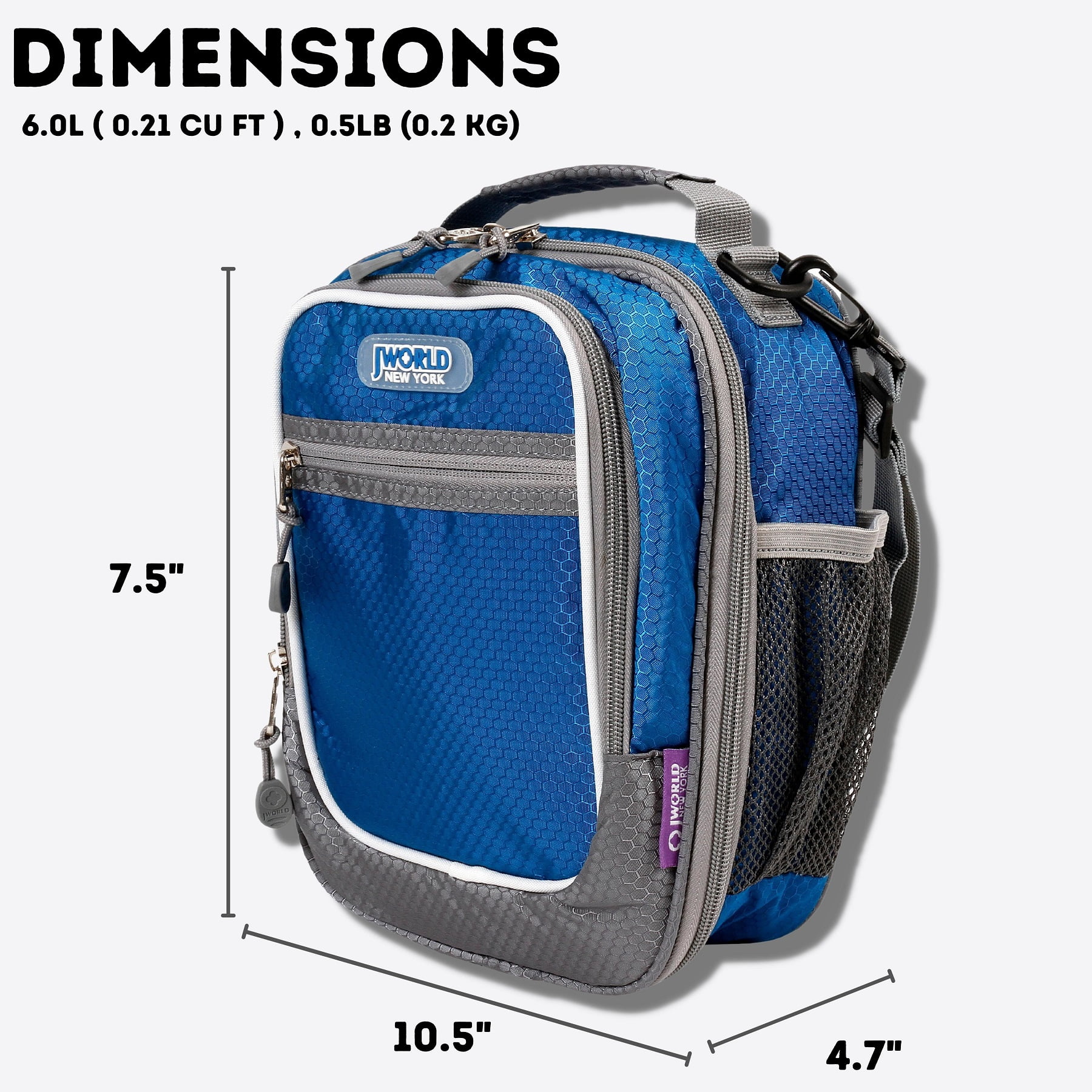J World Cara Multi-compartment Insulated Lunch Bag with Shoulder straps for School and Office, Navy