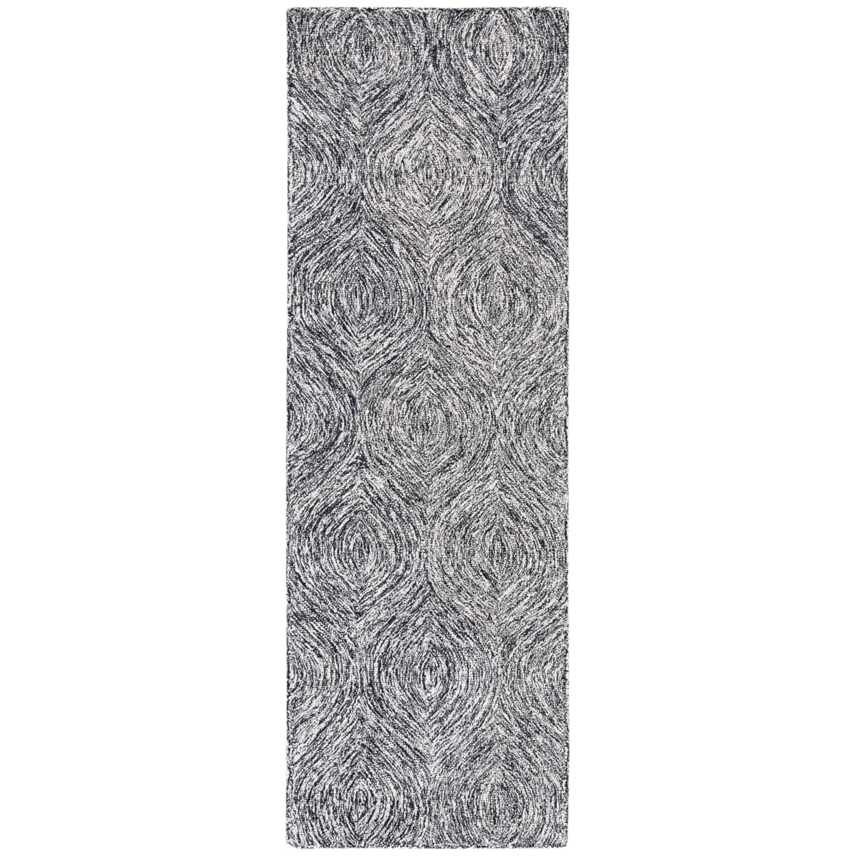 SAFAVIEH Micro-Loop Catrine Abstract Ogee Wool Area Rug, Black/Ivory, 8' x 10'