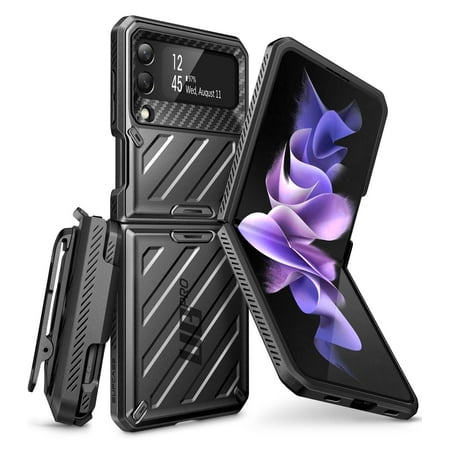 SUPCASE Unicorn Beetle Pro Series Case for Samsung Galaxy Z Flip 3 5G (2021), Full-Body Dual Layer Rugged Protective Case with Holster (Black)