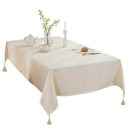 

Tablecloths For Rectangular Table Solid Color Tablecloth With Fat Tassel Wrinkle Free Cotton Linen Table Cover For Living Room Kitchen Garden Picnic Party-Yellow B-40*60cm
