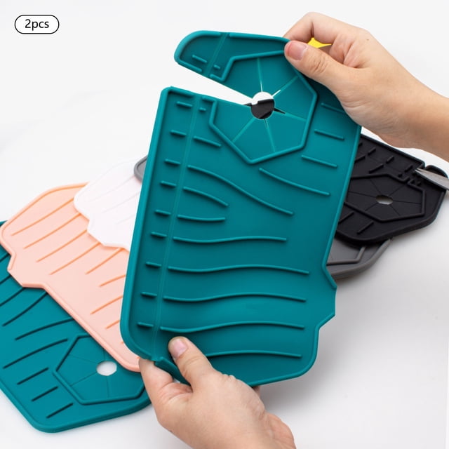 WIFKLSIIPG 2PCS Single Side Faucet Special Silicone Faucet Anti Splash Pad Sink Storage Drying Pad Used on Both Sides(Green)