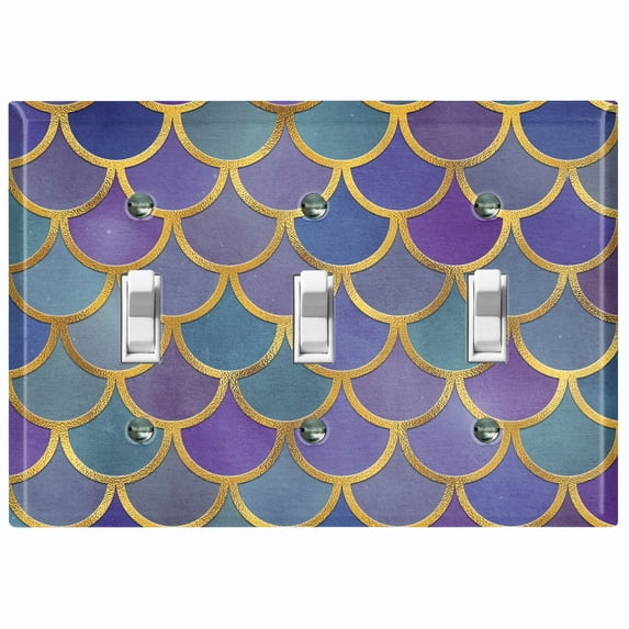 Metal Light Switch Plate Outlet Cover Mermaid Blue Purple MER008