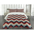 thumbnail image 3 of Ambesonne Chevron Quilted Bedspread Set 3 Pcs, Retro Abstract Stripes, Queen Size, Pale Blue Navy Blue, 3 of 5