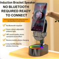 thumbnail image 3 of Induction Bracket Speaker, 5 in 1 Cell Phone Stand with Induction Speaker/Power Bank/Atmosphere Light, 360° Foldable Induction Speaker for iOS Android Tablet, Gift for Men Women(White), 3 of 8
