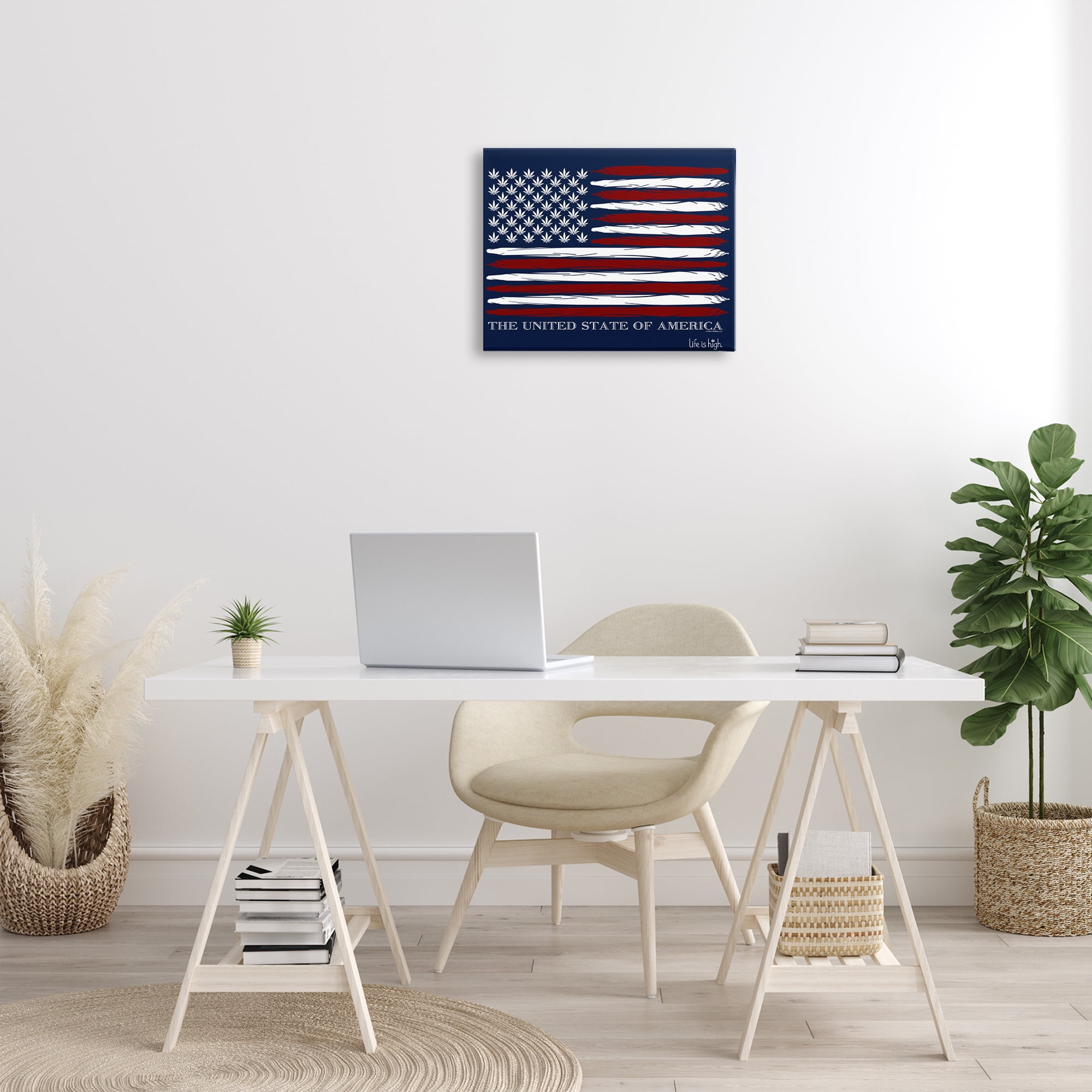 Stupell Industries Herb America Flag Novelty & Humor Painting Wrapped Canvas Art Print Wall Art, 20 x 16