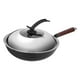 thumbnail image 5 of Sartén de hierro con tapa, wok para cocinar, sartén para tortillas, sartén wok sin revestimiento plano de 32 cm, 5 of 9