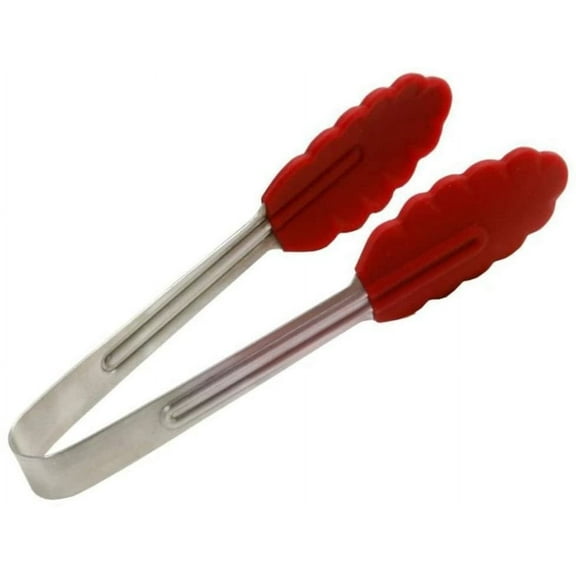 Norpro Mini Stainless Steel Silicone Tipped Food Cooking Serving Tongs - Red