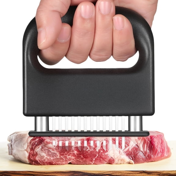 Bxaolu Meat Tenderizer Tool with 48 Stainless Steel Ultra Sharp Needle Blades, Kitchen Cooking Tool Great For Tenderizing, BBQ, Marinade, Black