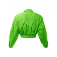 thumbnail image 3 of A2Y Women's Cropped Front Two Pocket Snap Quilted Padding Bomber Jacket Neon Green XL, 3 of 5