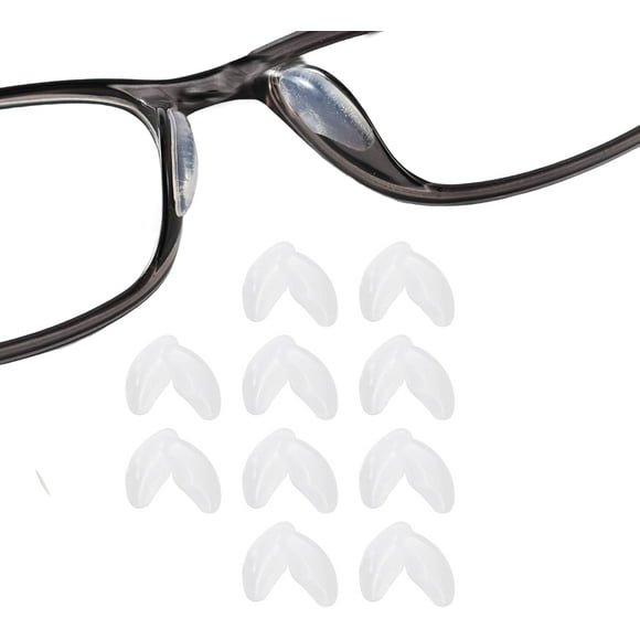 10 Pairs Adhesive Glasses Nose Pads, Pea Shape Stick on Anti-Soft Silicone, Adhesive Nose Pads Glasses for Glasses, Eyeglasses and Sunglasses (10 Pairs Transparent)