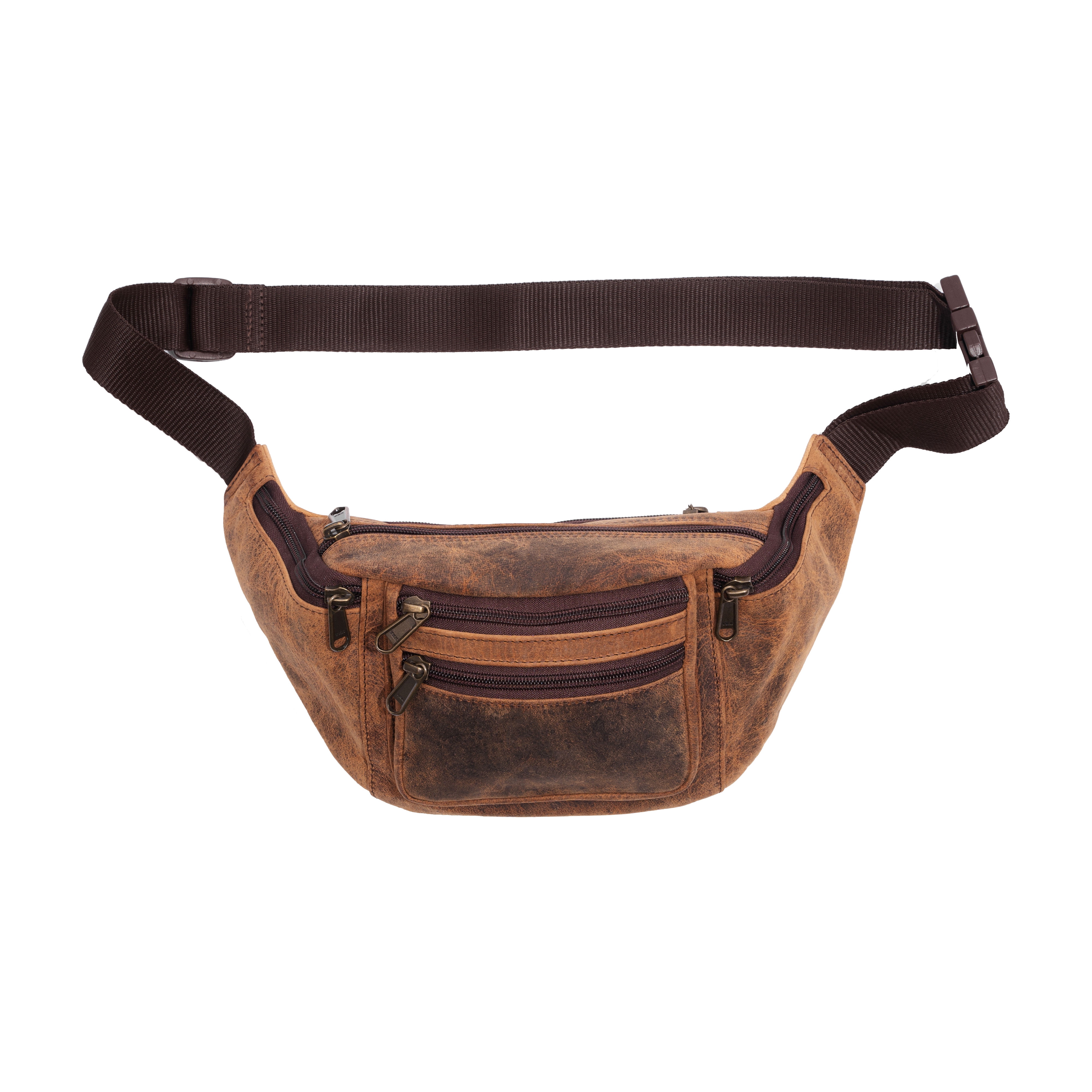 Premium Buffalo Leather Fanny Pack – Unisex Waist Bag with Adjustable Strap & Multiple Pockets, Ideal for Travel, Hiking, Running & Cycling
