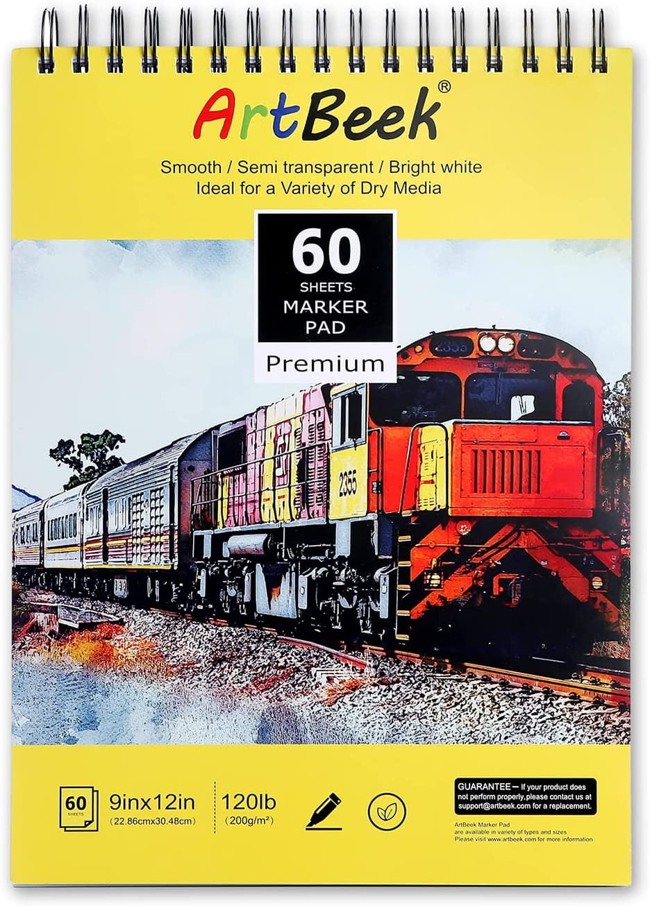 ArtBeek Art Marker Paper Pad, 9"x12" Portable Sketchbook, 60 Sheets