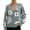Blue, variant on Women’s V Neck Floral Print Cardigan Long Sleeve Button Front Open Knit Cardigan Casual Layering Jacket,Sizes S-5XL