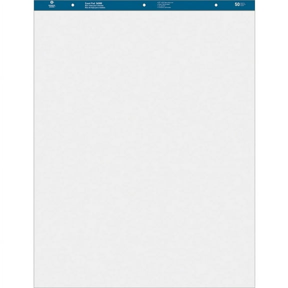 Business Source Standard Easel Pad - 50 Sheets - Plain - 15 lb Basis Weight - 27" x 34" - White Paper - Perforated - 2 / Carton | Bundle of 2 Cartons