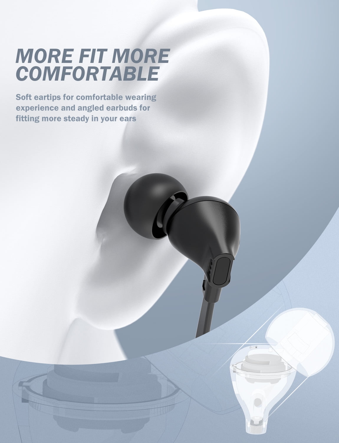 Vogek In Ear Headphones with Microphone Noise Cancelling Earbuds