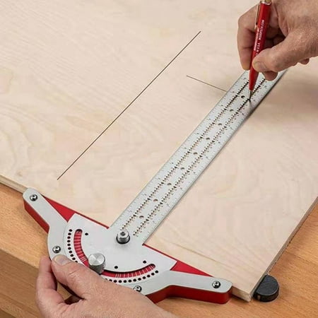 

T-Type Woodworkers Edge Rule Angle Protractor Woodworkers Ruler Measuring Marking Carpentry Scriber Gauge-20Inch