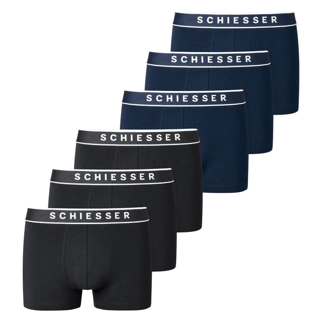 SCHIESSER Paquete de 6 Pantalones cortos para Hombre - Serie "95/5", Cintura con Logotipo, S-XXL Negro/azul oscuro XL (X-Large)