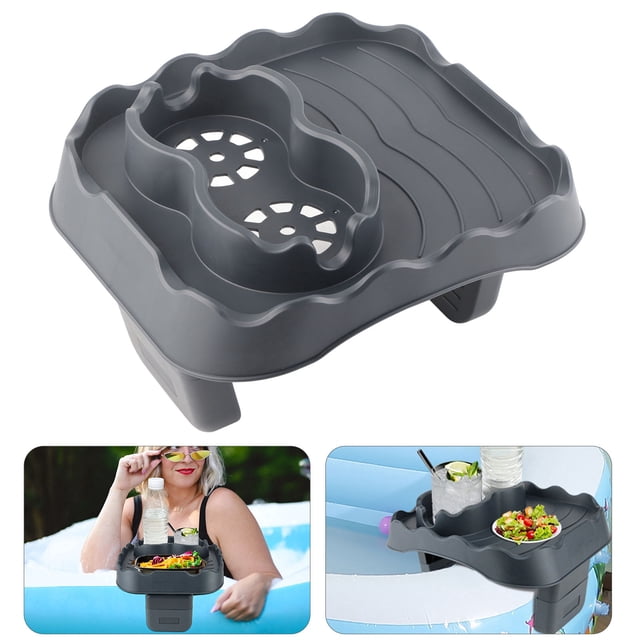 Bandeja Ajustable Para Mesa De Con Orificios De Drenaje, Material De TPU Antideslizante, Portavasos, Protección De La Pared De La Piscina, Disfrute Del Té, Mesa Auxiliar